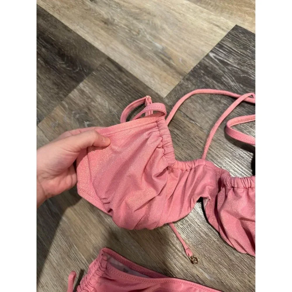 Victoria’s Secret Ruched Wicked Sparkly Bikini Top + Matching High-Waisted Botto